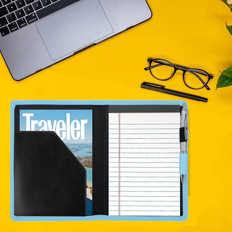 Gorbado Padfolio/Portfolio Binder, Mini Padfolio Portfolio Binder 5 x 8 Legal Writing Pad, A5 Document Organizer Folder for Men Women, Sky Blue - Image 5